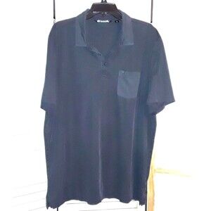 Travis Matthew Men's Polo Shirt Size XXL Glenview Solid Black Henley Pocket